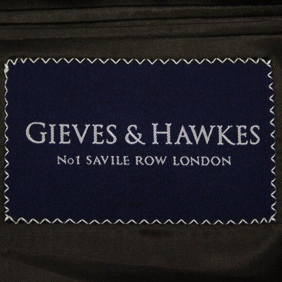 Gieves Hawkes Sz 46 XLG Brown Tan Two Button Lined 100% Wool Blazer - Picture 8 of 14